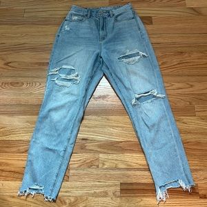 American Eagle Mom Jeans w/patched holes
